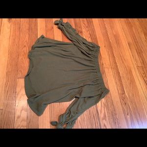 Green off the shoulder shirt